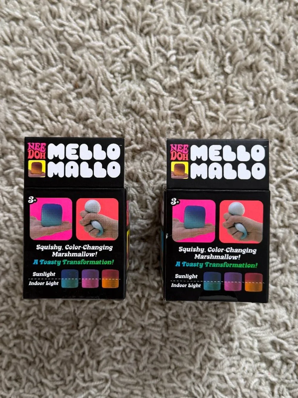Nee Doh Mello Mallo Color Changing Marshmallow Pink Yellow Bundle NWT